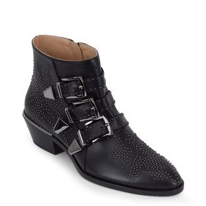 CHLOE Susanna black leather booties, made in Italy, size 39.5